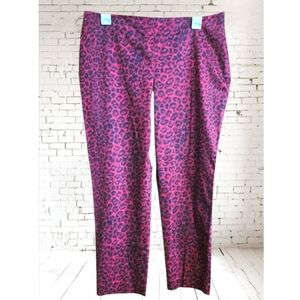 Talbots Petite Signature Pants Red Leopard Print Size 12P